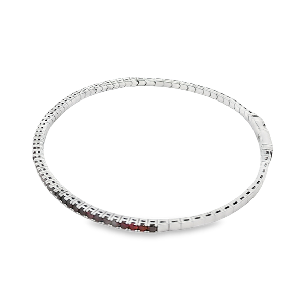Platinum-Bonded Sterling Silver January Birthstone Garnet Flex Bangle Bracelet Image 4 Jo & Co. Jewelers Hardy, VA
