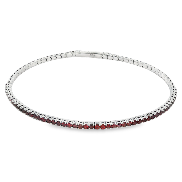 Platinum-Bonded Sterling Silver January Birthstone Garnet Flex Bangle Bracelet Jo & Co. Jewelers Hardy, VA