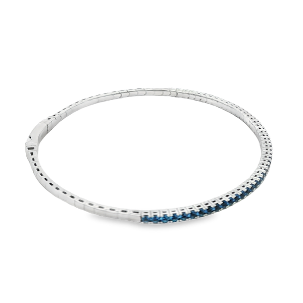 Platinum-Bonded Sterling Silver December Birthstone Flex Bangle Bracelet – 6.75