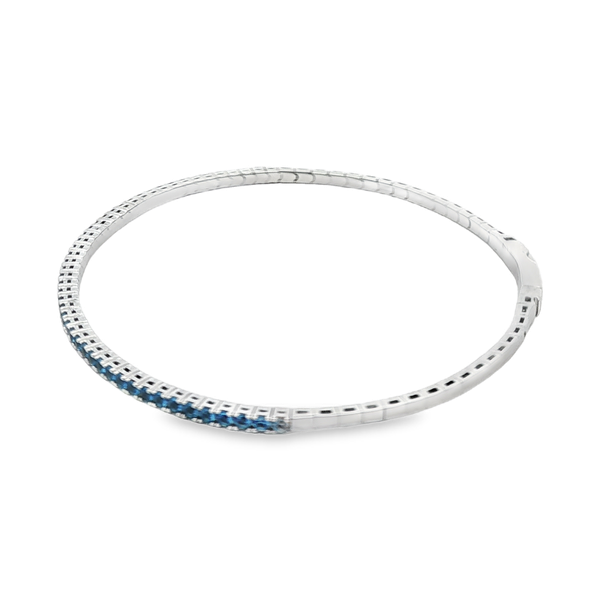 Platinum-Bonded Sterling Silver December Birthstone Flex Bangle Bracelet – 6.75