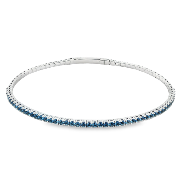 Platinum-Bonded Sterling Silver December Birthstone Flex Bangle Bracelet – 6.75