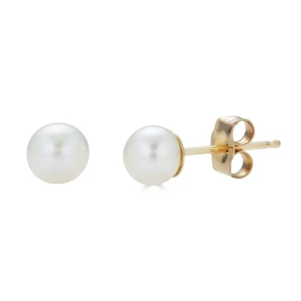 14K Yellow Gold Round Freshwater Pearl Birthstone Stud Earrings Jo & Co. Jewelers Hardy, VA
