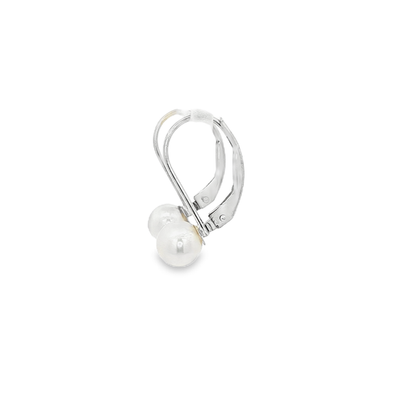 14K White Gold Cultured Akoya Pearl Leverback Drop Earrings Image 4 Jo & Co. Jewelers Hardy, VA