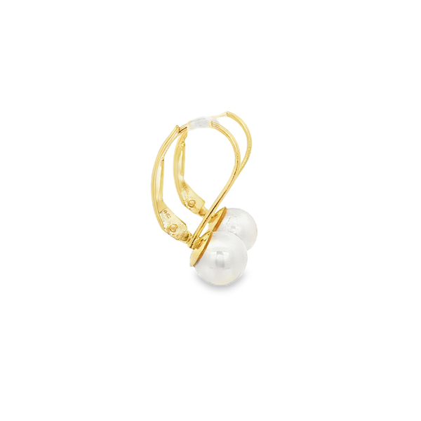 14K Yellow Gold Cultured Freshwater Pearl Leverback Earrings Image 2 Jo & Co. Jewelers Hardy, VA