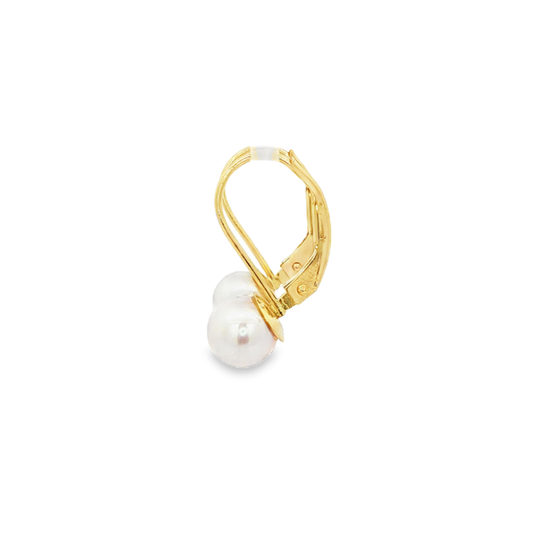 14K Yellow Gold Cultured Freshwater Pearl Leverback Earrings Image 4 Jo & Co. Jewelers Hardy, VA