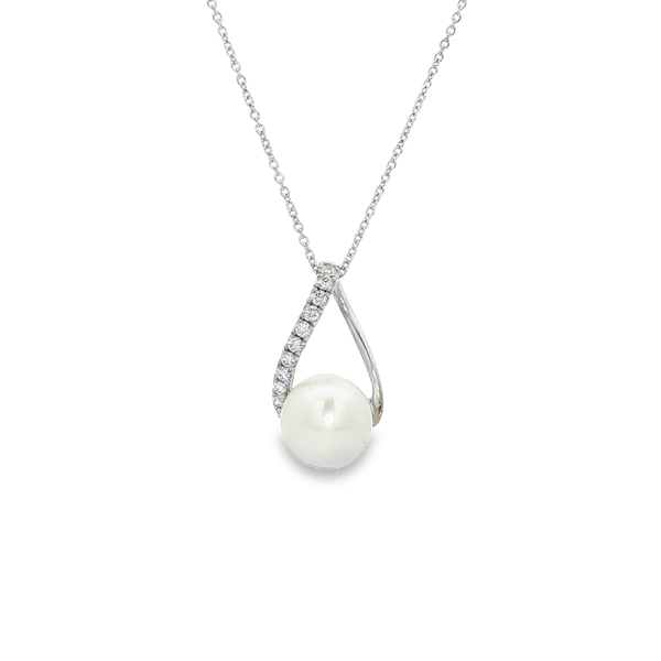 14K White Gold Freshwater Pearl & Diamond Looped Pendant Jo & Co. Jewelers Hardy, VA