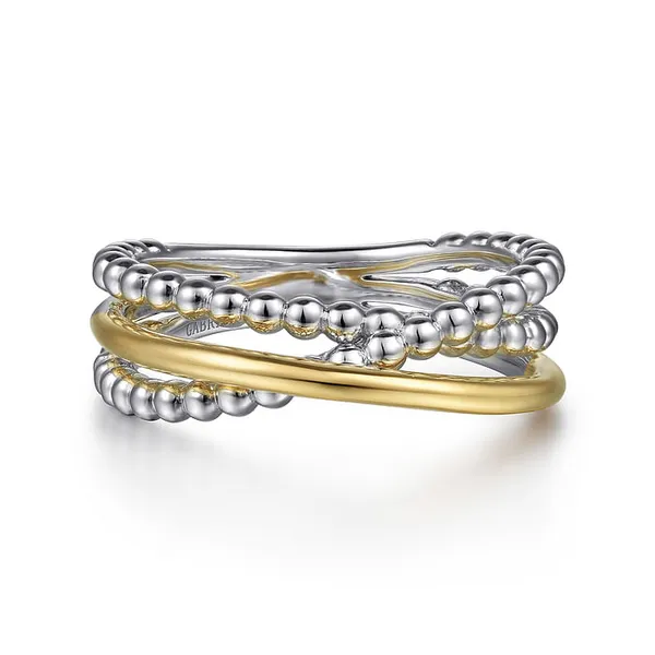 Gabriel Sterling Silver & 14K Yellow Gold 3-Strand Beaded Bujukan Ring Jo & Co. Jewelers Hardy, VA