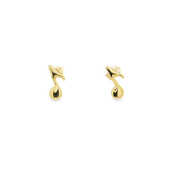 14K Yellow Gold Polished Music Note Post Earrings Jo & Co. Jewelers Hardy, VA