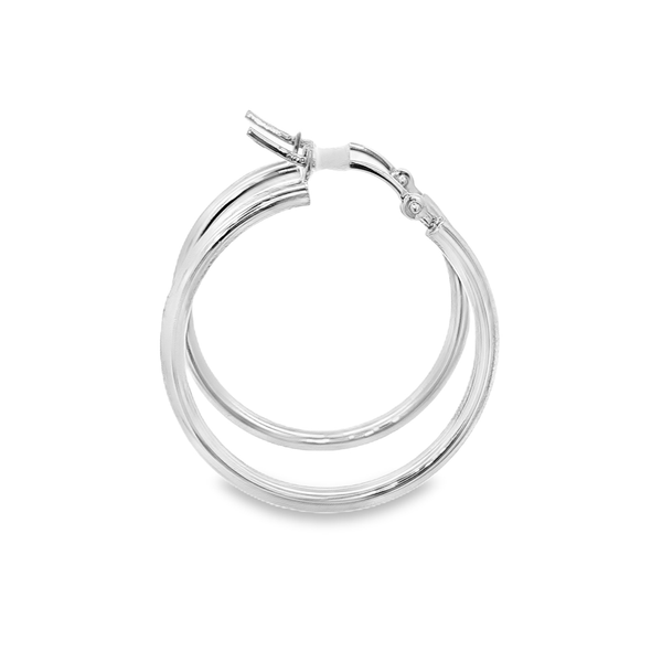 14K White Gold Polished Tube Hoop Earrings 2x25mm Image 2 Jo & Co. Jewelers Hardy, VA