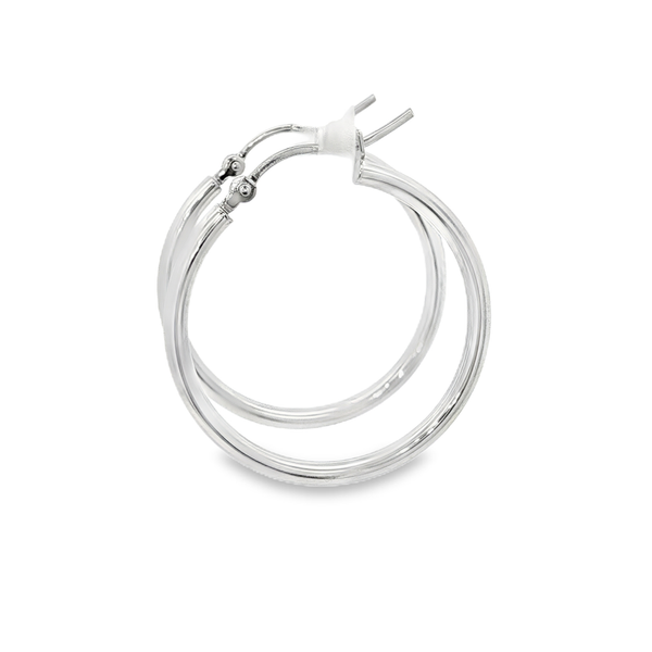 14K White Gold Polished Tube Hoop Earrings 2x25mm Image 4 Jo & Co. Jewelers Hardy, VA
