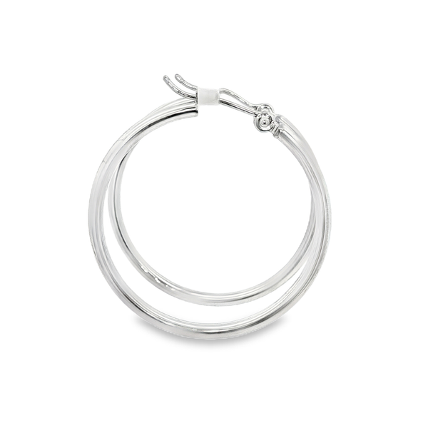14K White Gold 2x30mm Polished Hoop Earrings Image 2 Jo & Co. Jewelers Hardy, VA