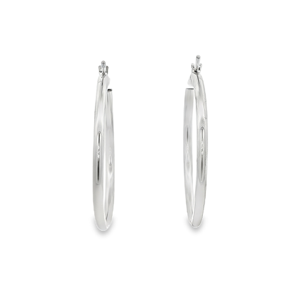 14K White Gold 2x30mm Polished Hoop Earrings Image 3 Jo & Co. Jewelers Hardy, VA