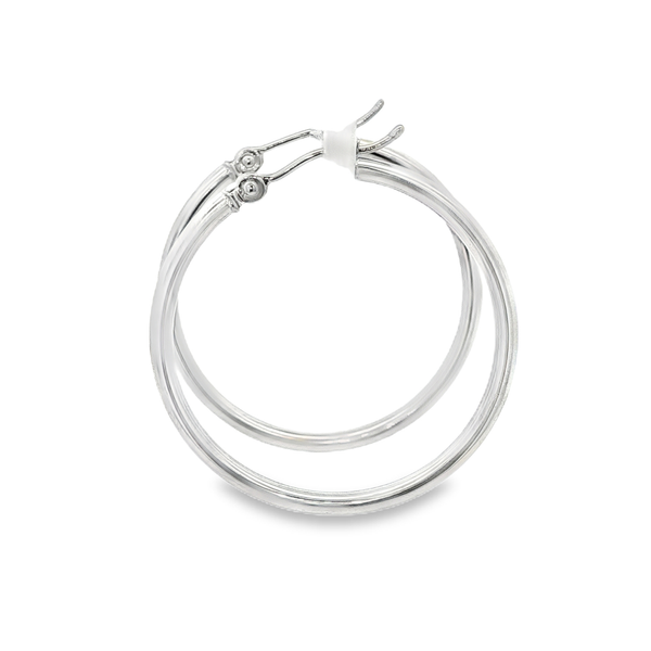 14K White Gold 2x30mm Polished Hoop Earrings Image 4 Jo & Co. Jewelers Hardy, VA