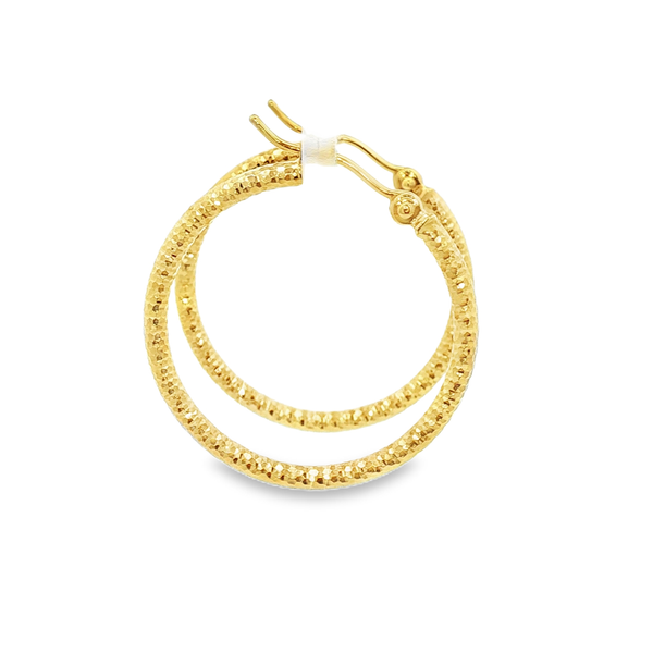 14K Yellow Gold 2x25mm Diamond-Cut Hoop Earrings Image 2 Jo & Co. Jewelers Hardy, VA