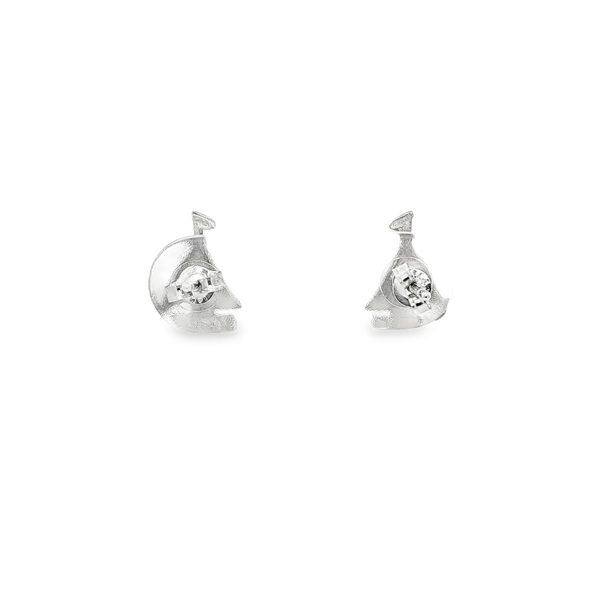 14K White Gold Mini Sailboat Post Earrings Image 3 Jo & Co. Jewelers Hardy, VA