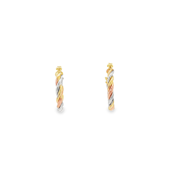 14K Tri-Tone Twisted Hoop Earrings Jo & Co. Jewelers Hardy, VA