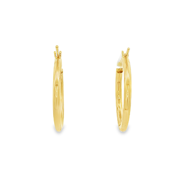 14K Yellow Gold Polished Hoop Earrings 2x20mm Image 3 Jo & Co. Jewelers Hardy, VA