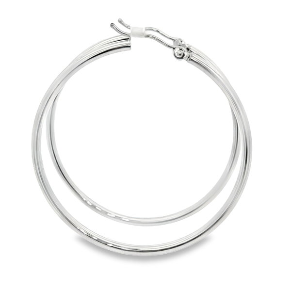 14K White Gold 2x40mm Polished Hoop Earrings Image 2 Jo & Co. Jewelers Hardy, VA
