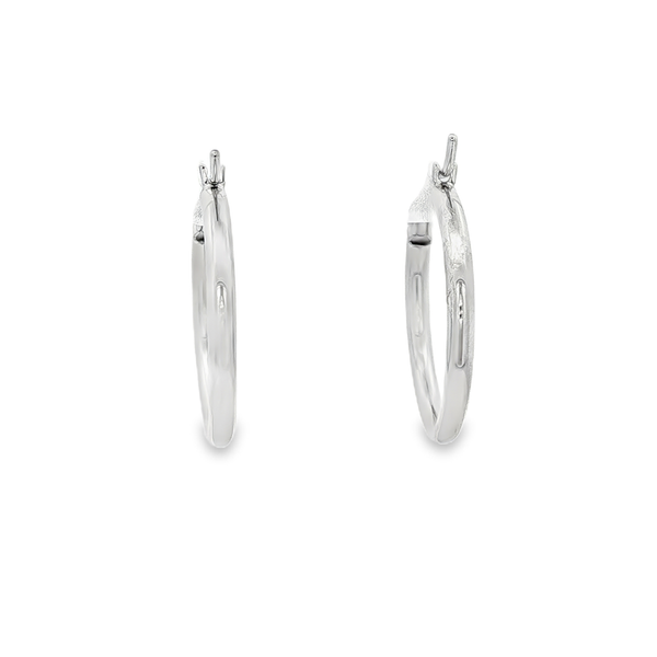 14K White Gold Polished Hoop Earrings 2x20mm Image 3 Jo & Co. Jewelers Hardy, VA