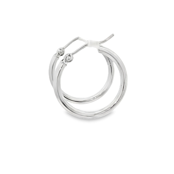 14K White Gold Polished Hoop Earrings 2x20mm Image 4 Jo & Co. Jewelers Hardy, VA