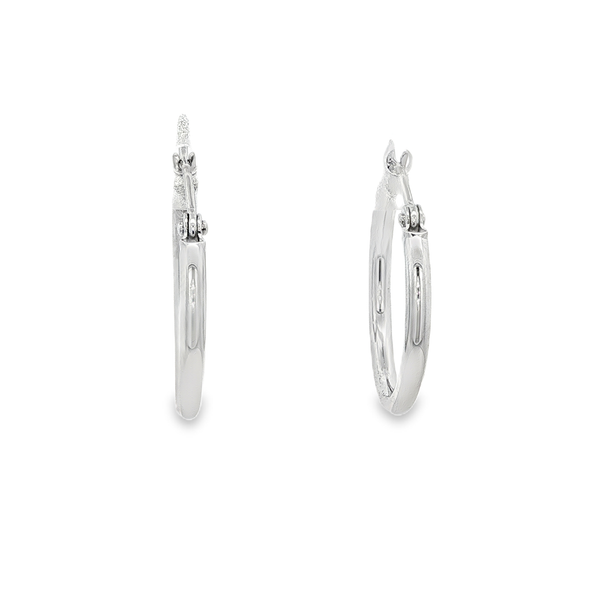 14K White Gold Polished Hoop Earrings 2x20mm Jo & Co. Jewelers Hardy, VA