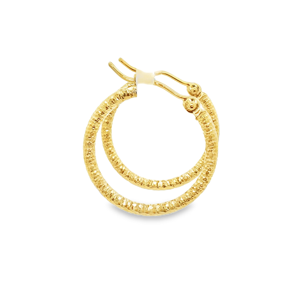 10K Yellow Gold 2x20mm Diamond-Cut Hoop Earrings Image 2 Jo & Co. Jewelers Hardy, VA
