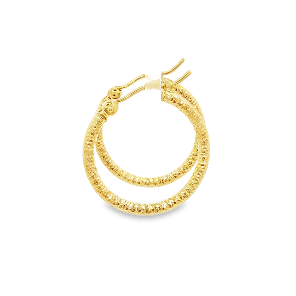 10K Yellow Gold 2x20mm Diamond-Cut Hoop Earrings Image 4 Jo & Co. Jewelers Hardy, VA
