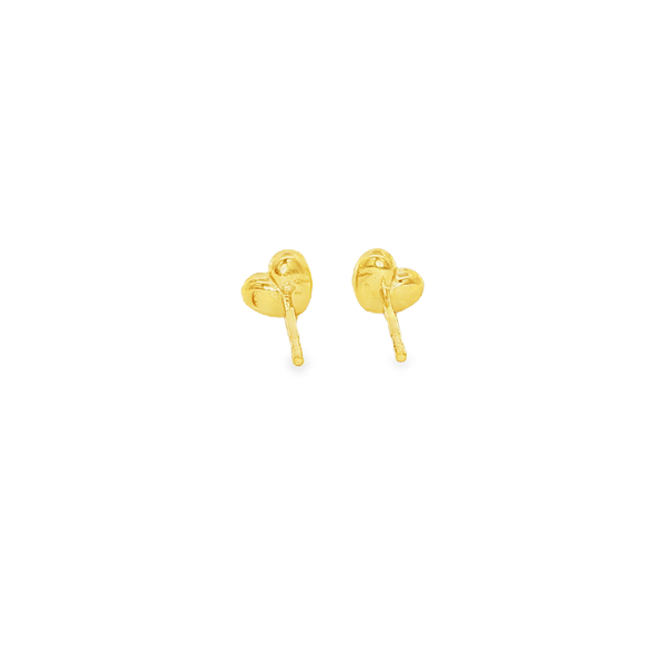 14K Yellow Gold Puffy Heart Stud Earrings Image 3 Jo & Co. Jewelers Hardy, VA