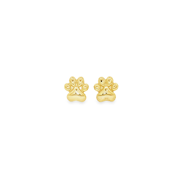 14K Yellow Gold Polished Paw Print Stud Earrings Jo & Co. Jewelers Hardy, VA
