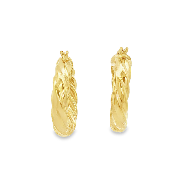 14K Yellow Gold-Filled 5x15mm Twisted Hoop Earrings Image 3 Jo & Co. Jewelers Hardy, VA