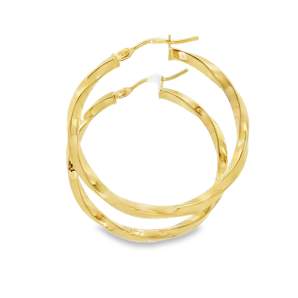 14K Yellow Gold-Filled 2x25mm Twisted Hoop Earrings Image 4 Jo & Co. Jewelers Hardy, VA