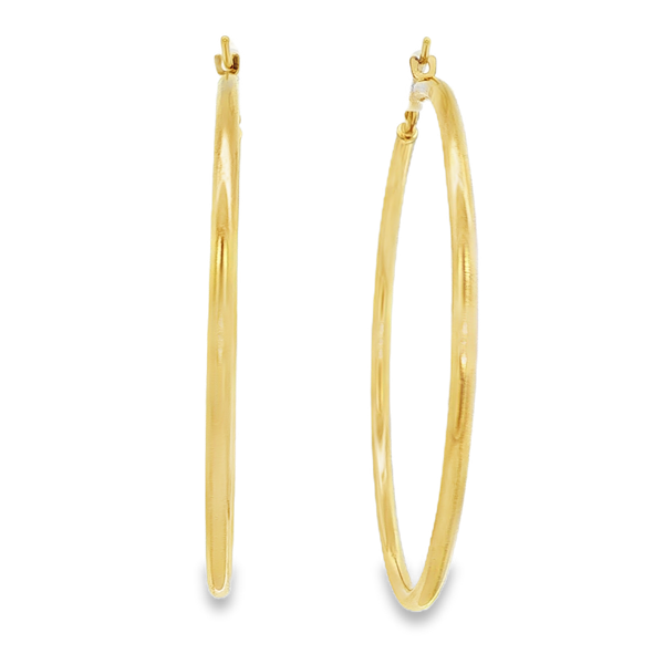 14K Yellow Gold-Filled 2x40mm Polished Hoop Earrings Image 3 Jo & Co. Jewelers Hardy, VA