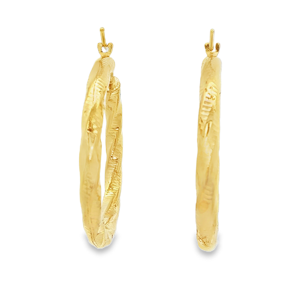 14K Yellow Gold-Filled 3x25mm Twist Hoop Earrings Image 3 Jo & Co. Jewelers Hardy, VA
