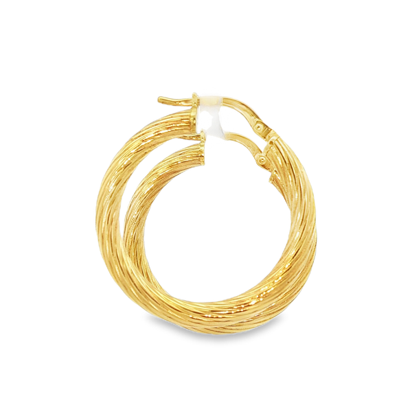 14K Yellow Gold-Filled 3x20mm Twist Hoop Earrings Image 2 Jo & Co. Jewelers Hardy, VA