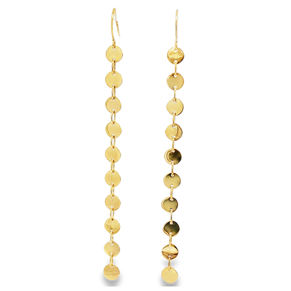 14K Yellow Gold Polished 10-Disc Drop J-Hook Earrings Jo & Co. Jewelers Hardy, VA