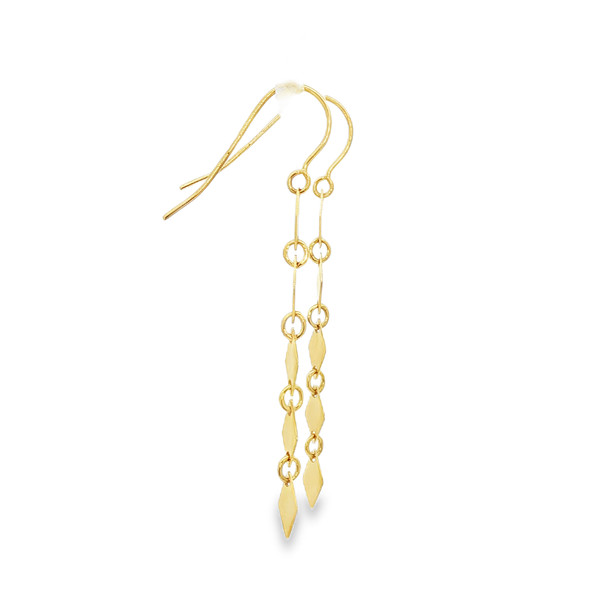 14K Yellow Gold Polished Diamond-Shaped Drop Earrings Image 2 Jo & Co. Jewelers Hardy, VA