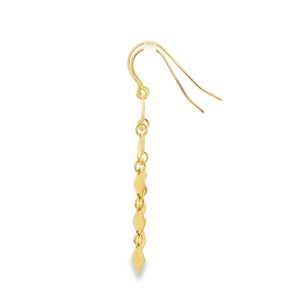 14K Yellow Gold Polished Diamond-Shaped Drop Earrings Image 4 Jo & Co. Jewelers Hardy, VA