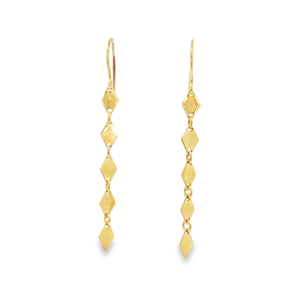 14K Yellow Gold Polished Diamond-Shaped Drop Earrings Jo & Co. Jewelers Hardy, VA