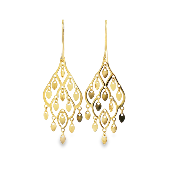14K Yellow Gold Oval Dangle Chandelier Drop Earrings Image 3 Jo & Co. Jewelers Hardy, VA