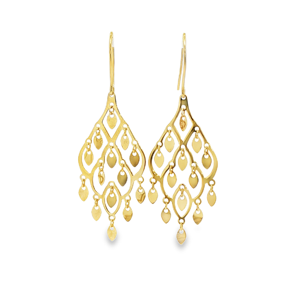 14K Yellow Gold Oval Dangle Chandelier Drop Earrings Jo & Co. Jewelers Hardy, VA