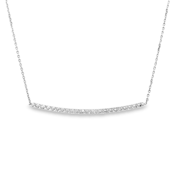 14K White Gold Adjustable Diamond-Cut Bar Necklace Image 3 Jo & Co. Jewelers Hardy, VA