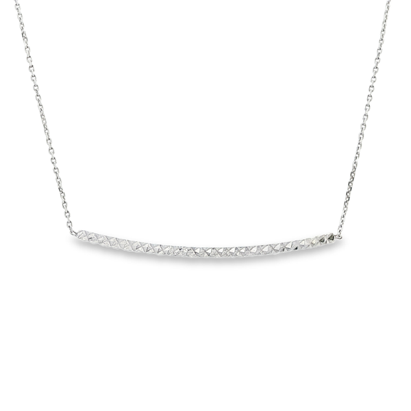 14K White Gold Adjustable Diamond-Cut Bar Necklace Jo & Co. Jewelers Hardy, VA