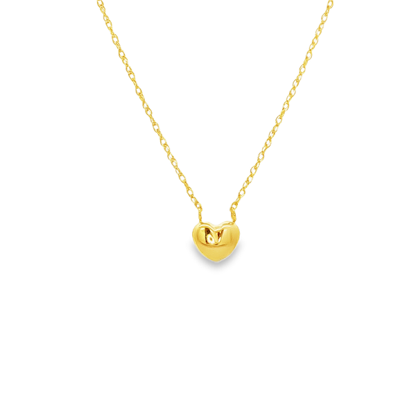 14K Yellow Gold Small Puffy Heart Necklace Image 3 Jo & Co. Jewelers Hardy, VA