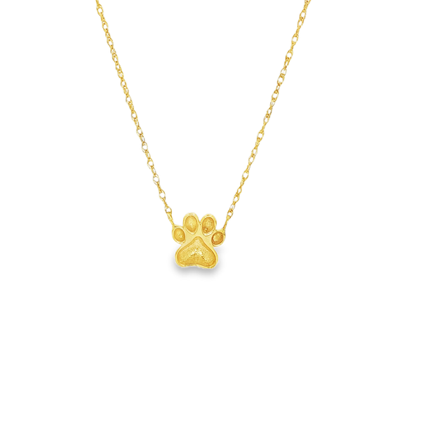 14K Yellow Gold Polished Paw Print Necklace Image 3 Jo & Co. Jewelers Hardy, VA