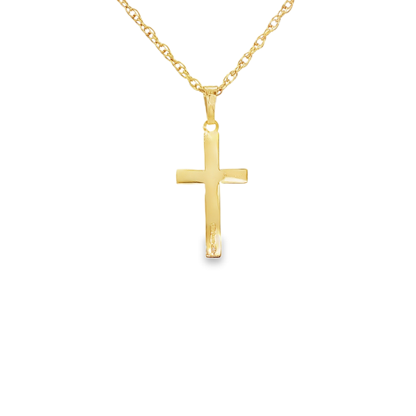 14KY Gold-Filled Polished & Textured Flat Step Cross Pendant Necklace Image 3 Jo & Co. Jewelers Hardy, VA