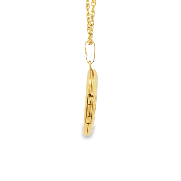 14KY Gold-Filled Flower-Engraved Oval Locket Pendant Necklace Image 2 Jo & Co. Jewelers Hardy, VA