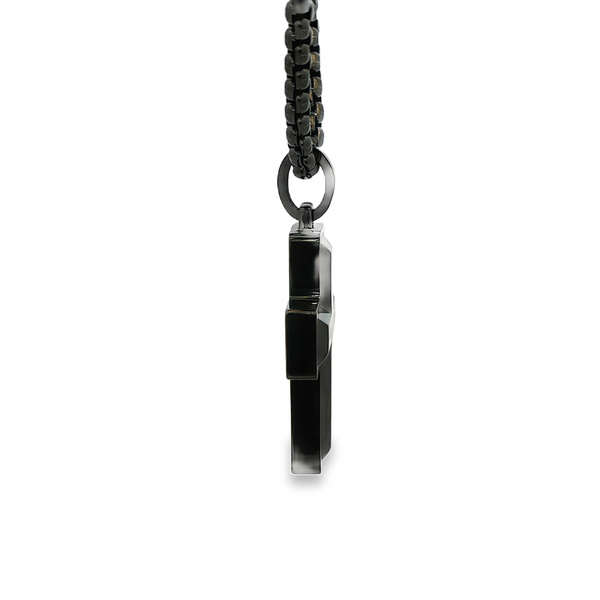 Gunmetal-Plated Steel Matte-Center Raised Cross Pendant Necklace 22 Inch Image 2 Jo & Co. Jewelers Hardy, VA
