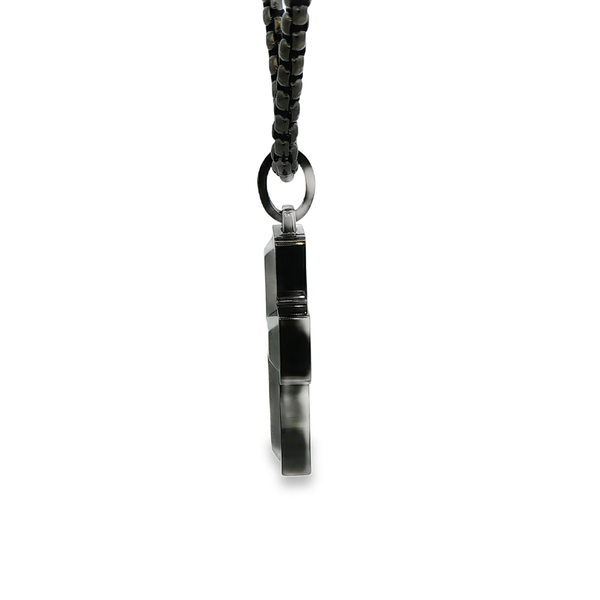 Gunmetal-Plated Steel Matte-Center Raised Cross Pendant Necklace 22 Inch Image 4 Jo & Co. Jewelers Hardy, VA
