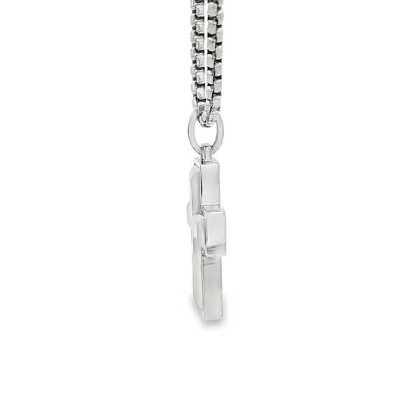 Stainless Steel Cross Pendant Necklace 22 Inch Image 4 Jo & Co. Jewelers Hardy, VA