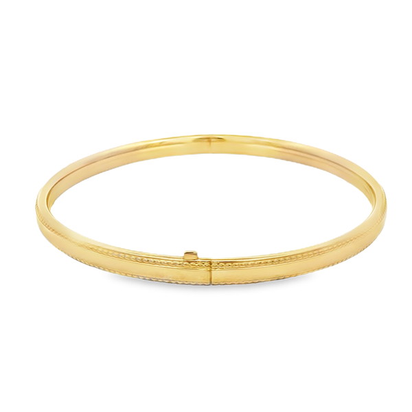 14KY Gold-Filled Beaded-Edge Polished Bangle Bracelet Image 2 Jo & Co. Jewelers Hardy, VA